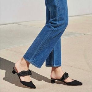 Loeffler Randall Maira Suede Stitched Mule Cylinder Kitten Heel